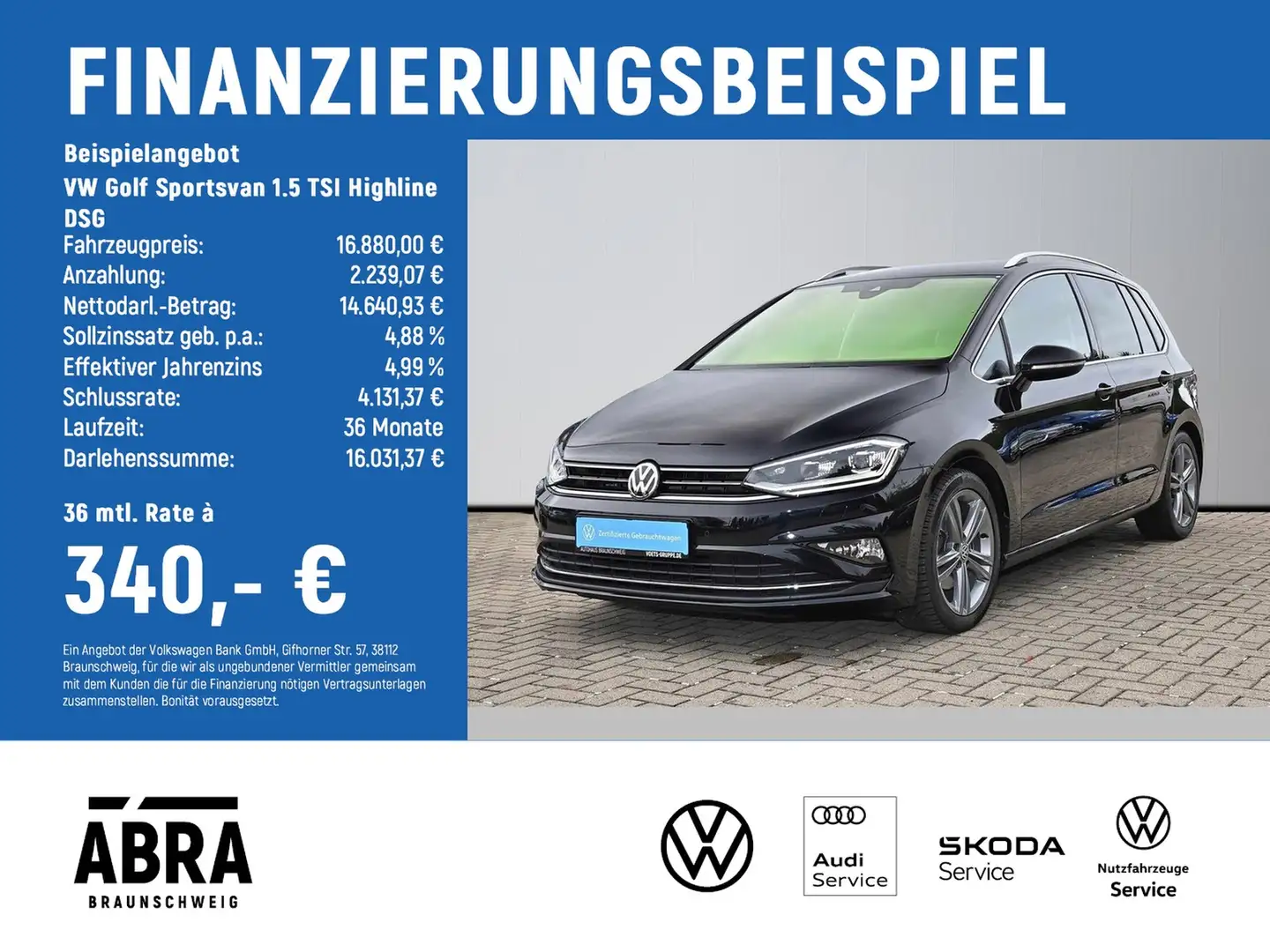 Volkswagen Golf Sportsvan 1.5 TSI Highline DSG LED+CAM Schwarz - 2