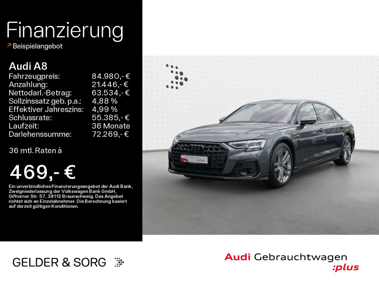 Audi A8 Lang 50 TDI qu. S line Stand*Air*B&O*Massage Grau - 1