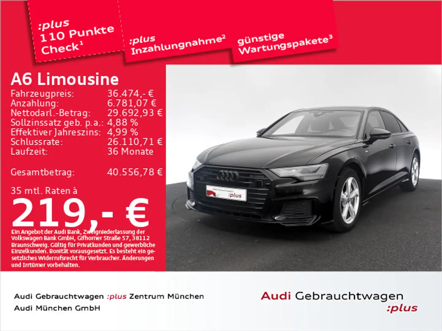 Audi A6 45 TFSI S tronic S line Virtual+/AC Schwarz - 1