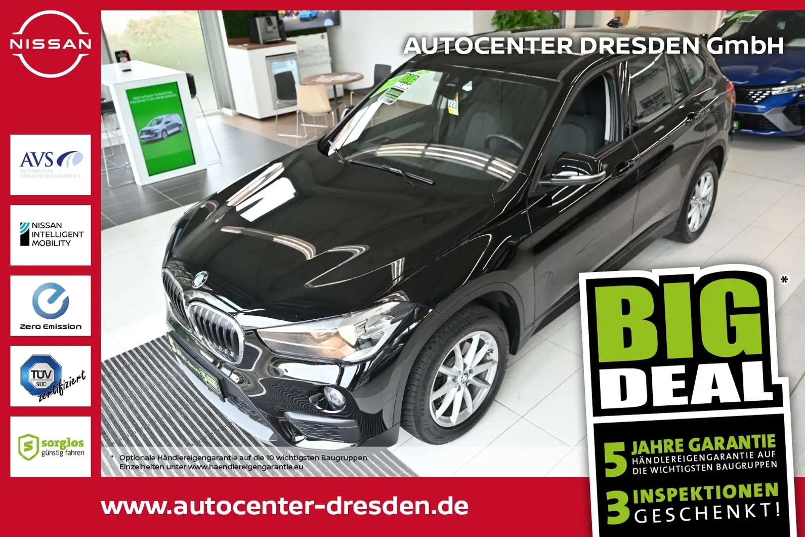 BMW X1 sDrive 18 Automatik SHZ Klima LM PDC ZV LM Noir - 1