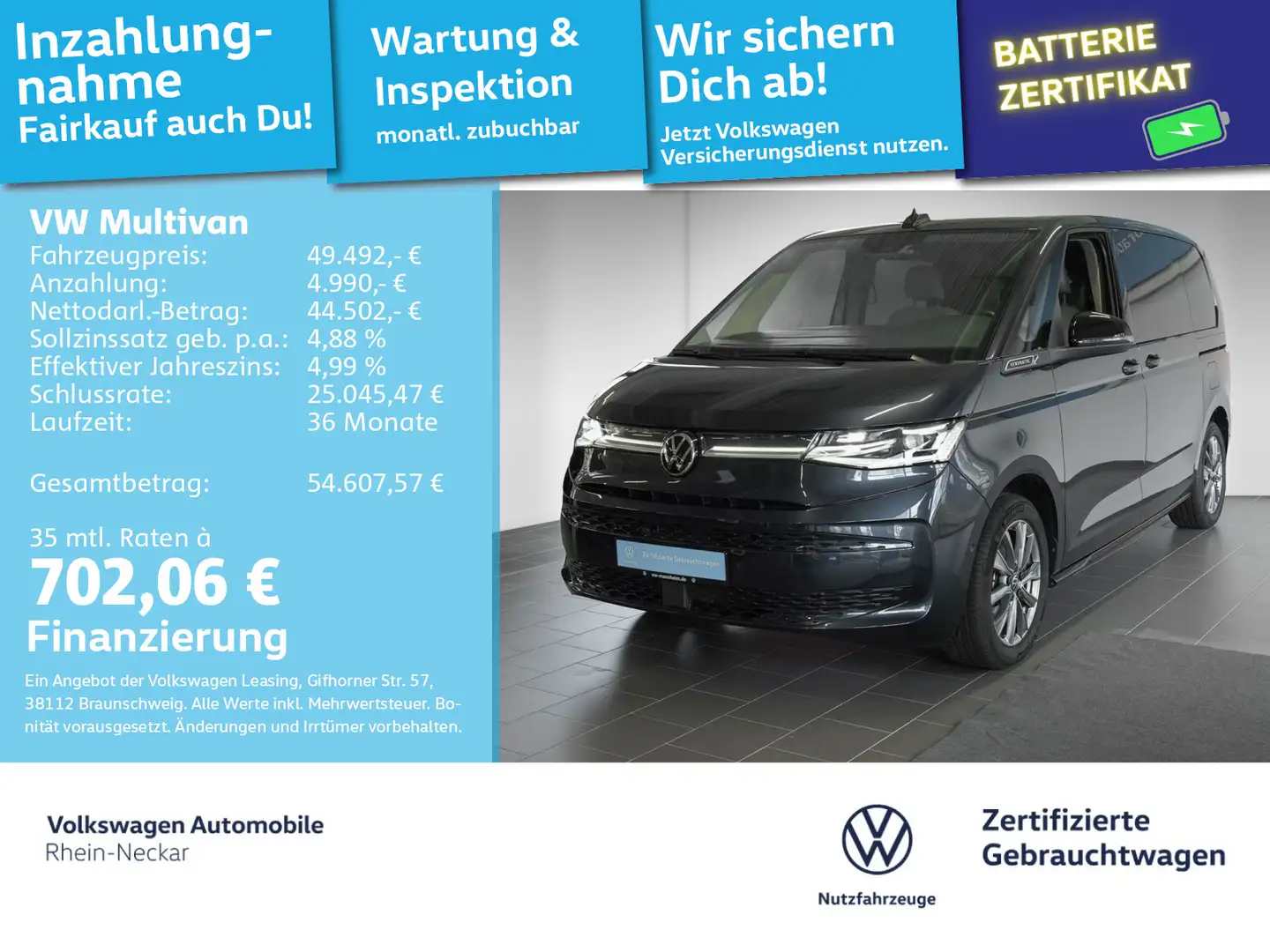 Volkswagen T7 Multivan T7 Multivan 1.4 TSI eHybrid 6 Sitze LED DSG Navi Blau - 1