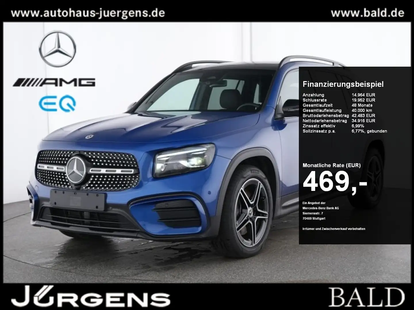 Mercedes-Benz GLB 220 4M AMG-Sport/Pano/Night/Stdhz/7Sitzer/19 Blau - 1