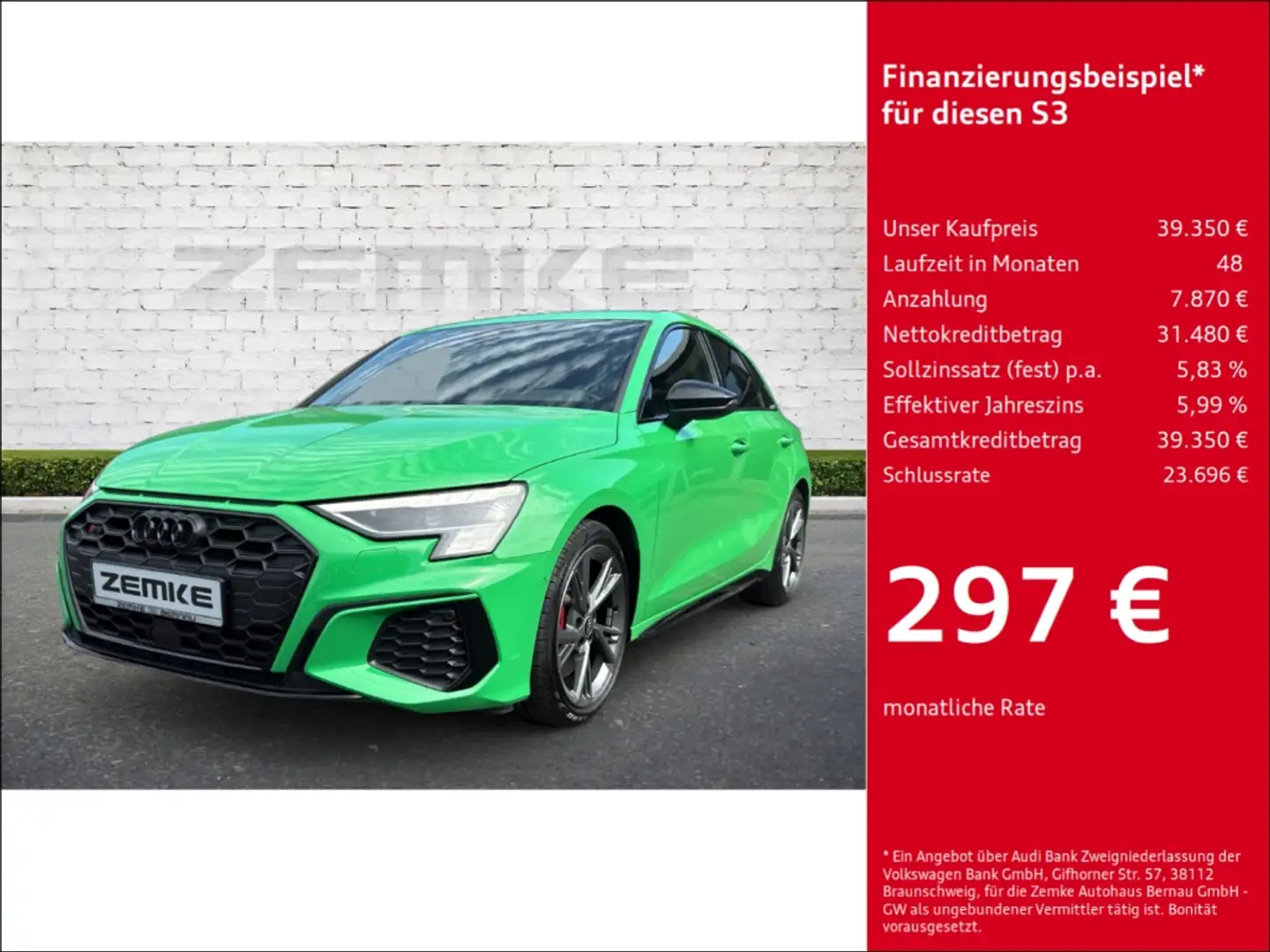 Audi S3 Sportback 2.0 TFSI quattro Navi Leder Digitales Co Grün - 1