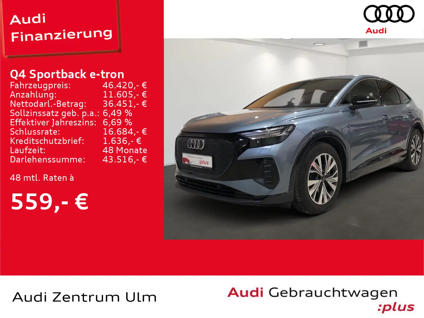 Audi Q4 e-tron Q4 Sportback 45 e-tron quattro AHK HuD RFK WÄPU Blau - 1