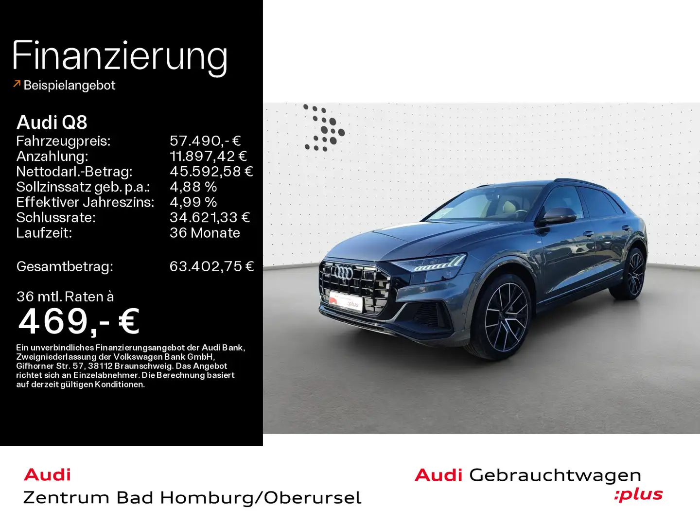 Audi Q8 55 TFSI quattro S line*Navi*Matrix*Alu*B&O*PD Grau - 1