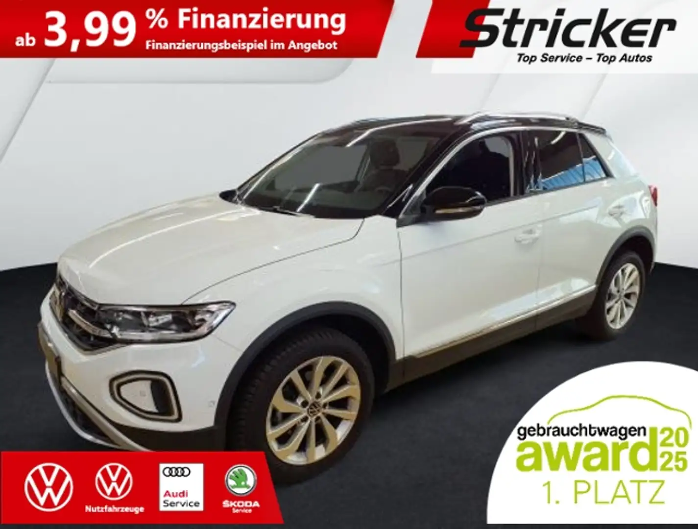 Volkswagen T-Roc Style 1.5TSI DSG 242,-ohne Anzahlung AHK Navi Weiß - 2