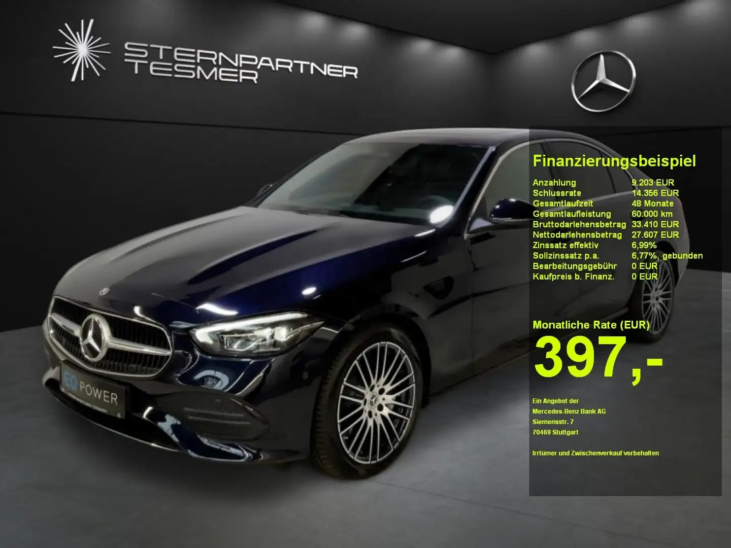 Mercedes-Benz C 200 4MATIC Avantgarde, Kamera, S-Dach, CarPlay Blauw - 1