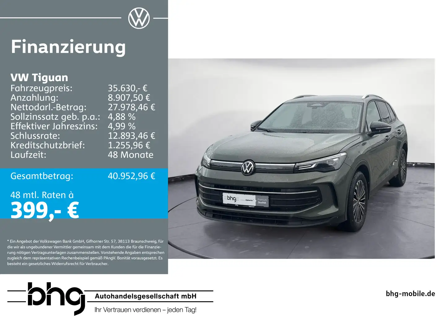 Volkswagen Tiguan 1.5 eTSI OPF DSG Life Grün - 1