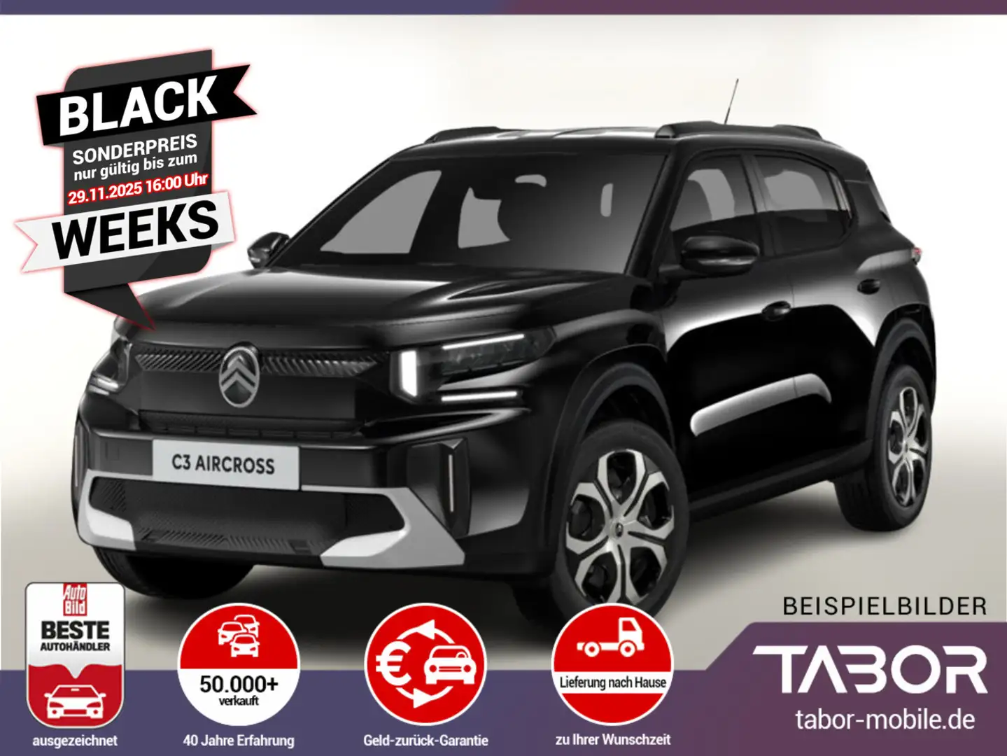 Citroen C3 Aircross MHEV 145 eDSC6 PLUS Kam PDC LED CarP Schwarz - 1