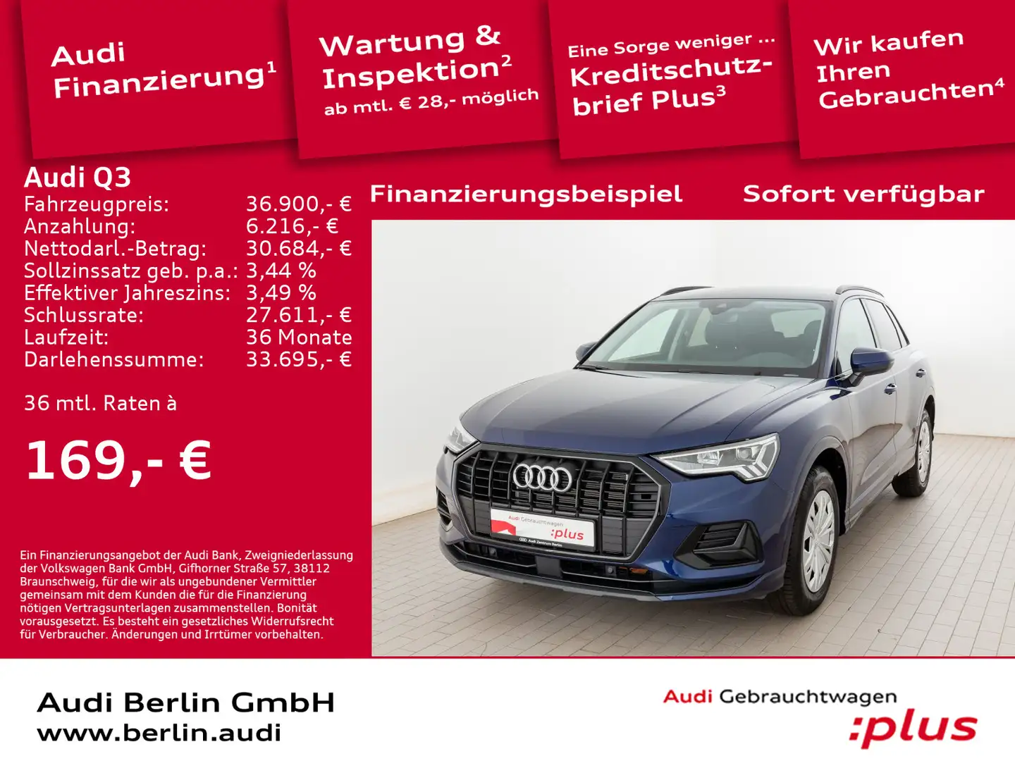 Audi Q3 advanced 35 TFSI S tr. AHK PDC LED NAVI Bleu - 1
