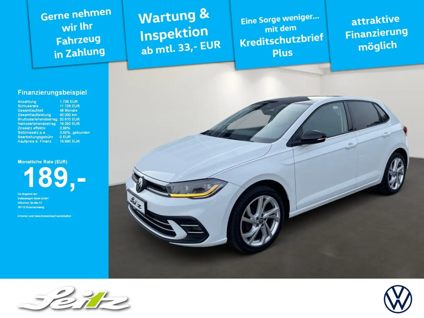 Volkswagen Polo VI 1.0 TSI Style *MATRIX*KAMERA*NAVI* Weiß - 1
