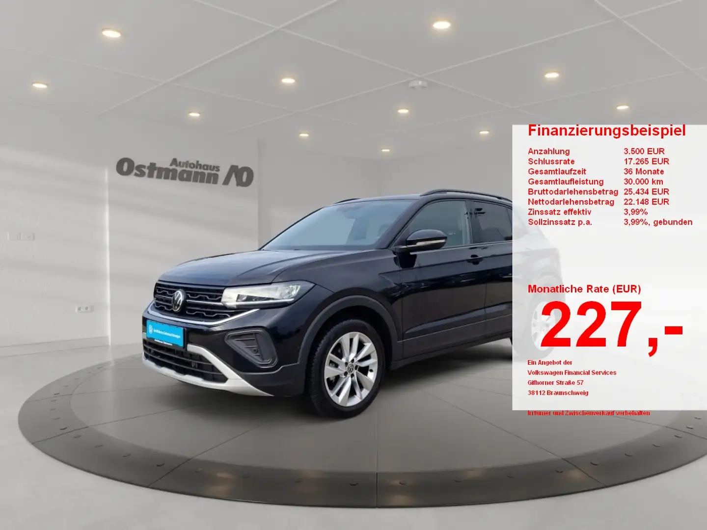 Volkswagen T-Cross 1.0 TSI 85 kW Goal 2025 (Facelift) SpurH Schwarz - 1