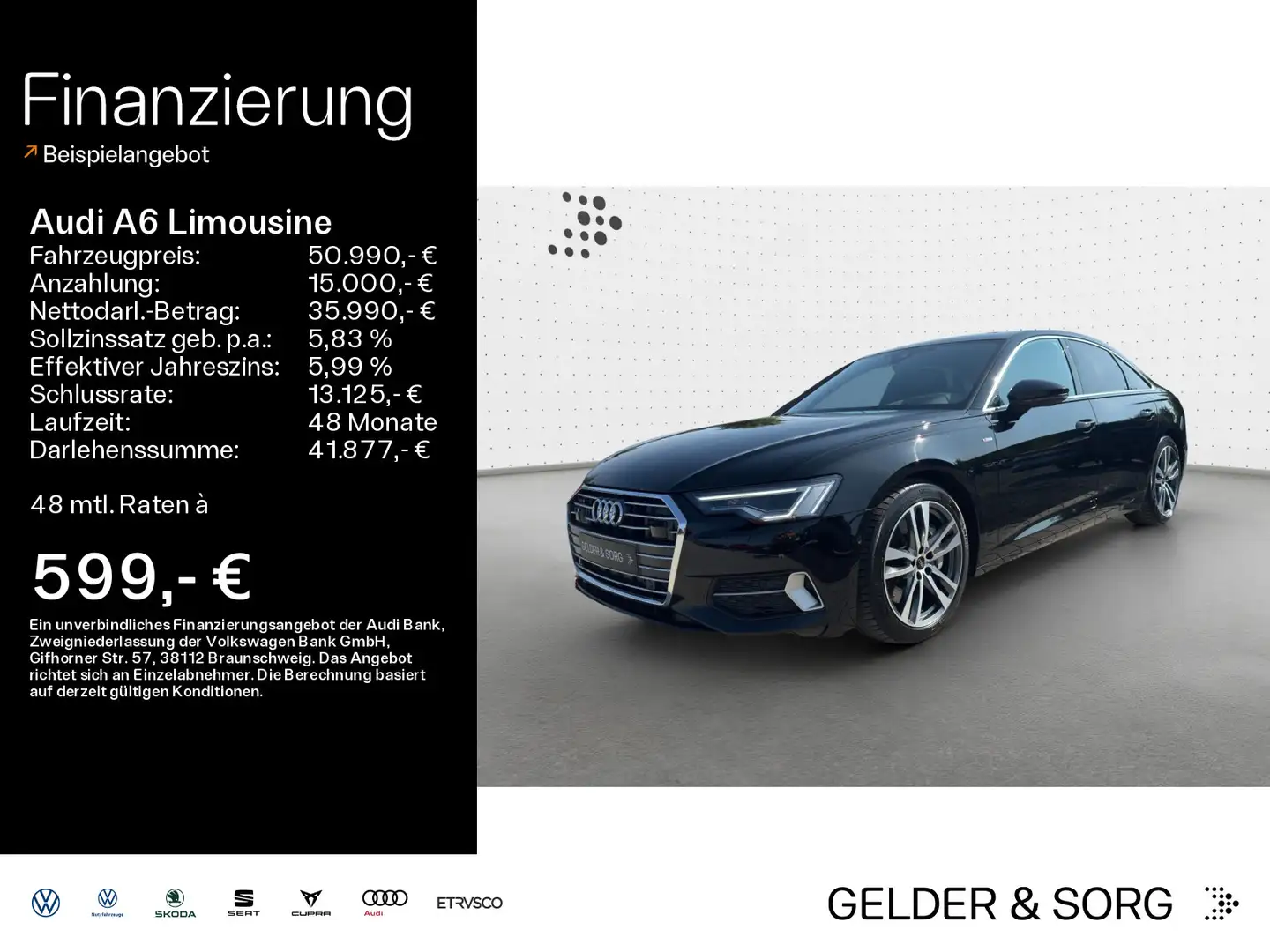 Audi A6 50 TFSIe S-Line*19Z*MATRIX*B&O*NAVI Nero - 1