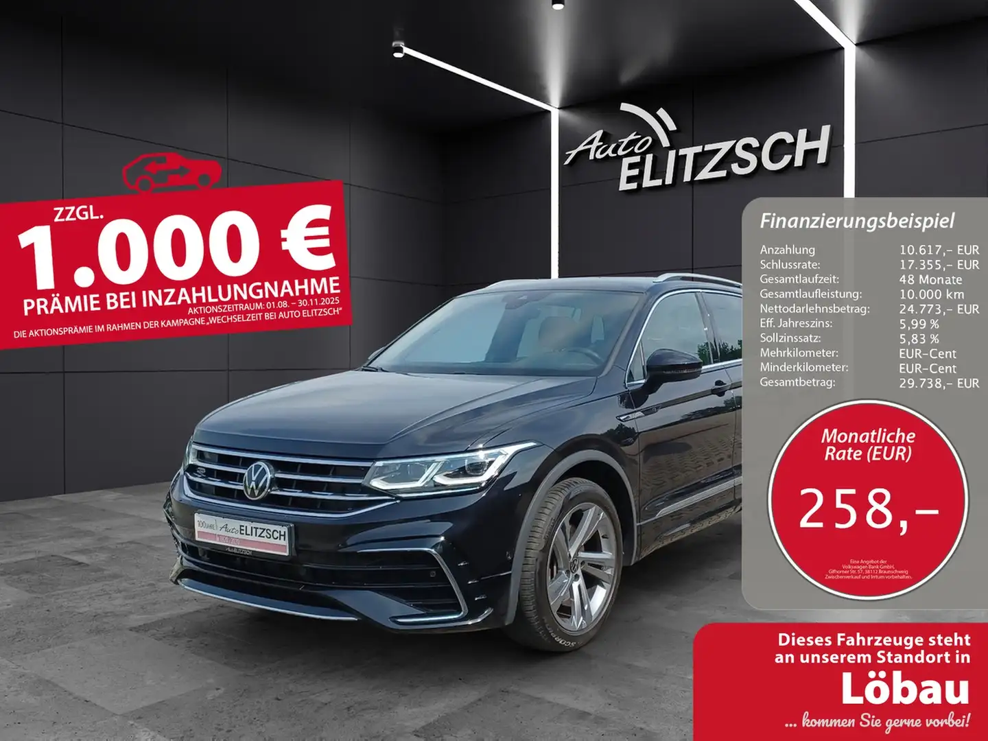 Volkswagen Tiguan TSI R-Line 4M DSG STH Matrix AHK Navi AID ACC R... Schwarz - 1