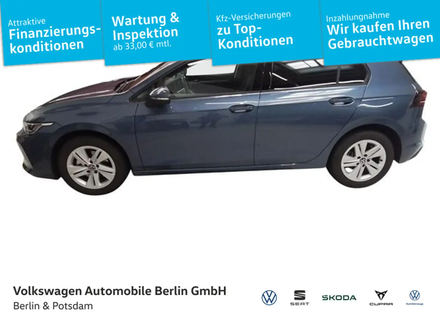 Volkswagen Golf VIII 1.5 eTSI DSG Life Navi Stdhz R-Kam LED Blau - 1