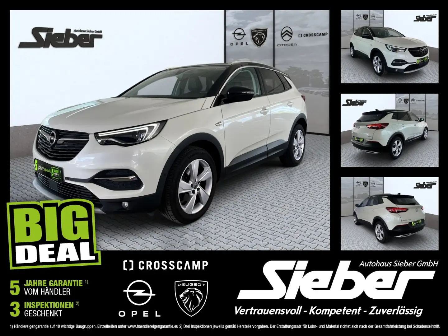 Opel Grandland 1.2 Turbo Ultimate Navi*Kamera*Sitzhzg Weiß - 1