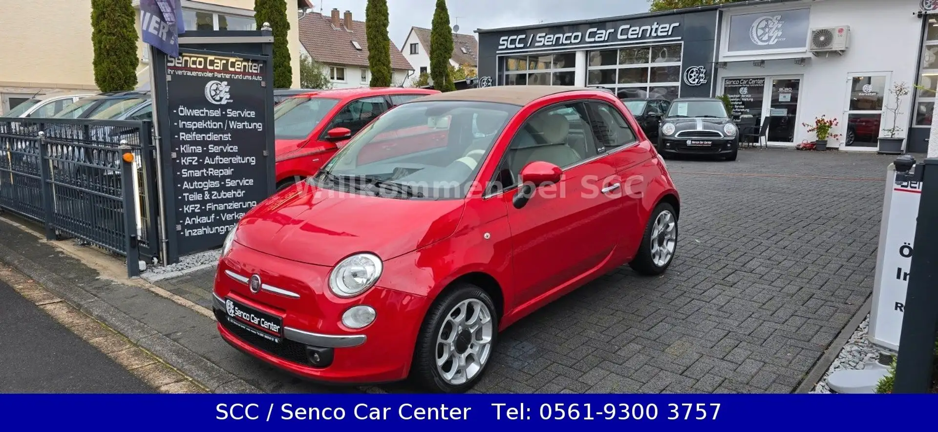 Fiat 500 c Lounge CABRIO Klima Sodermodell TÜV NEU Rot - 1