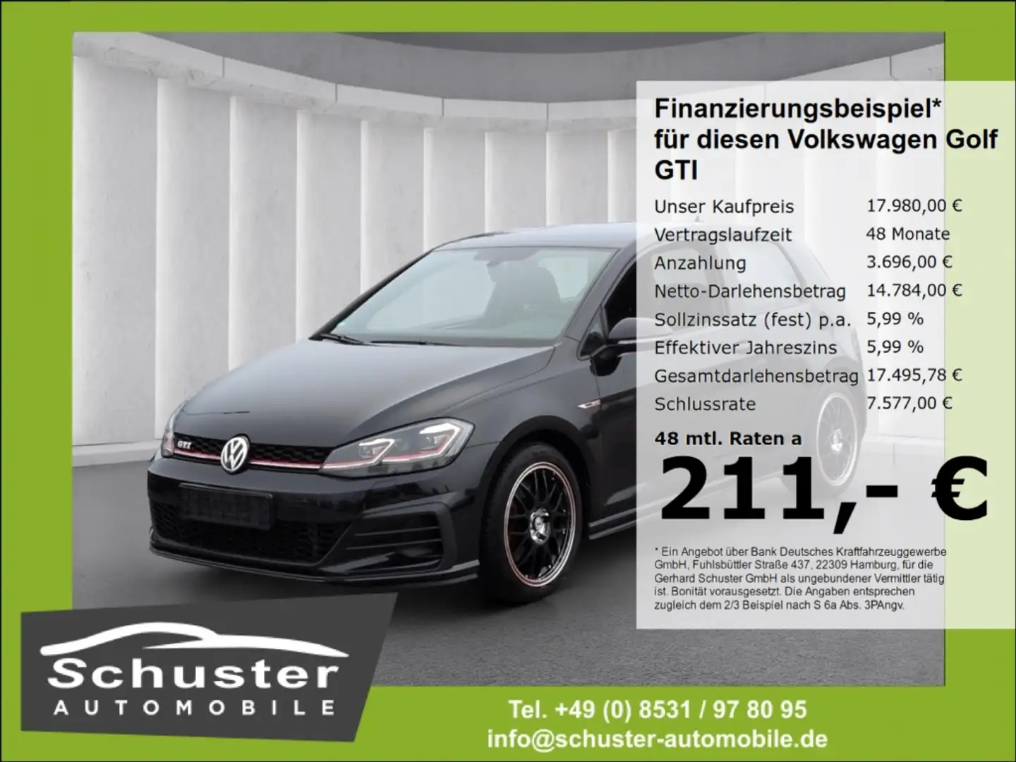 Volkswagen Golf GTI VII 2.0TSI*LED SHZ PDCv+h 2-Zon-Klima Schwarz - 1
