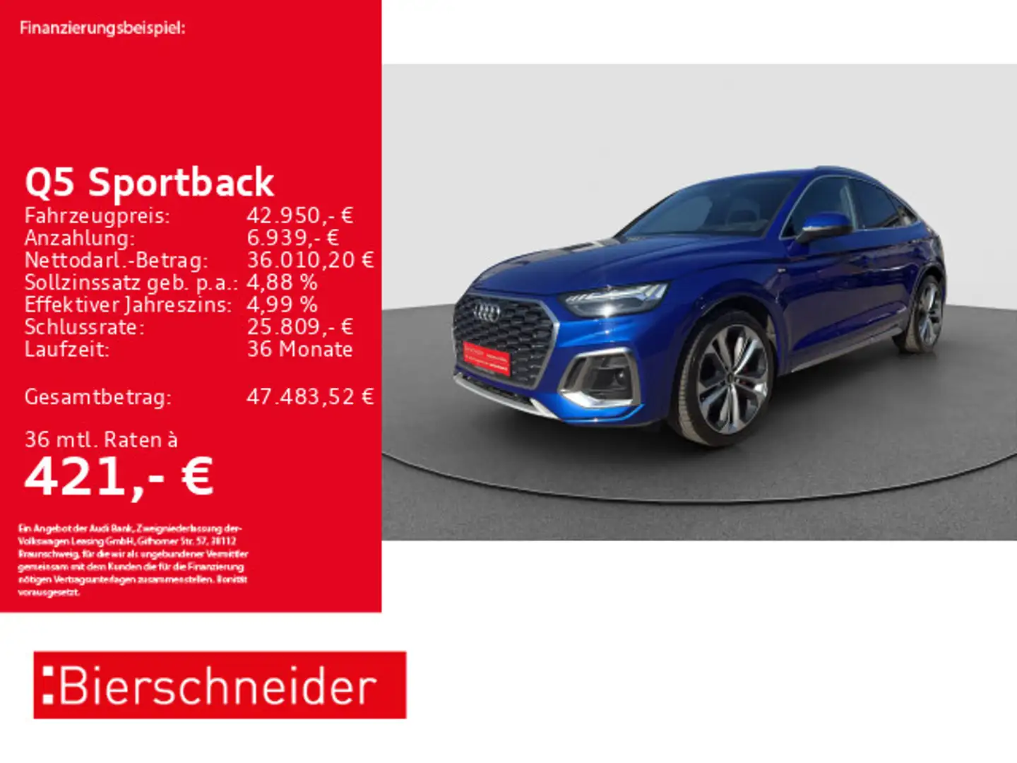 Audi Q5 55 TFSIe qu 2xS-Line AHK LUFT MATRI Blau - 1