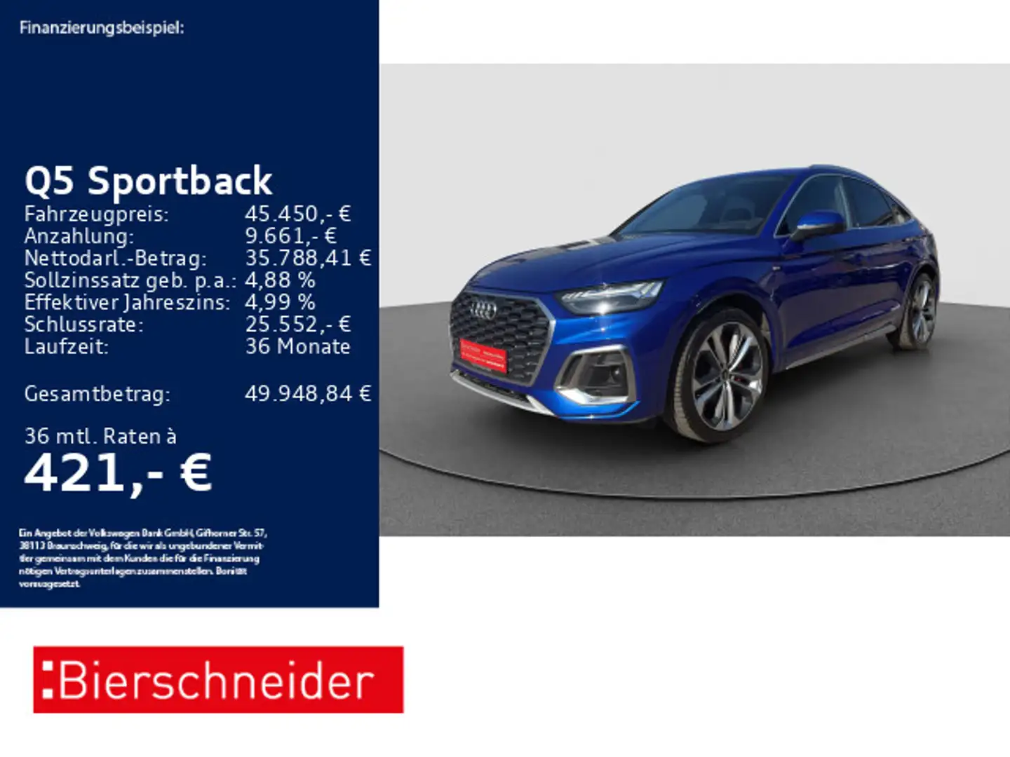 Audi Q5 55 TFSIe qu 2xS-Line AHK LUFT MATRI Blau - 1