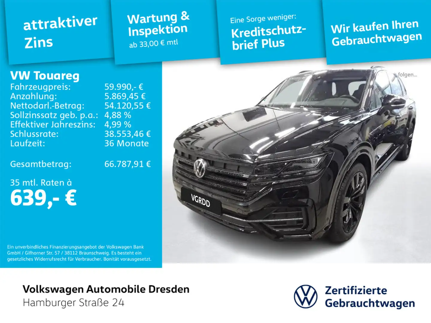 Volkswagen Touareg R-Line 3.0 TDI V6 Schwarz - 1
