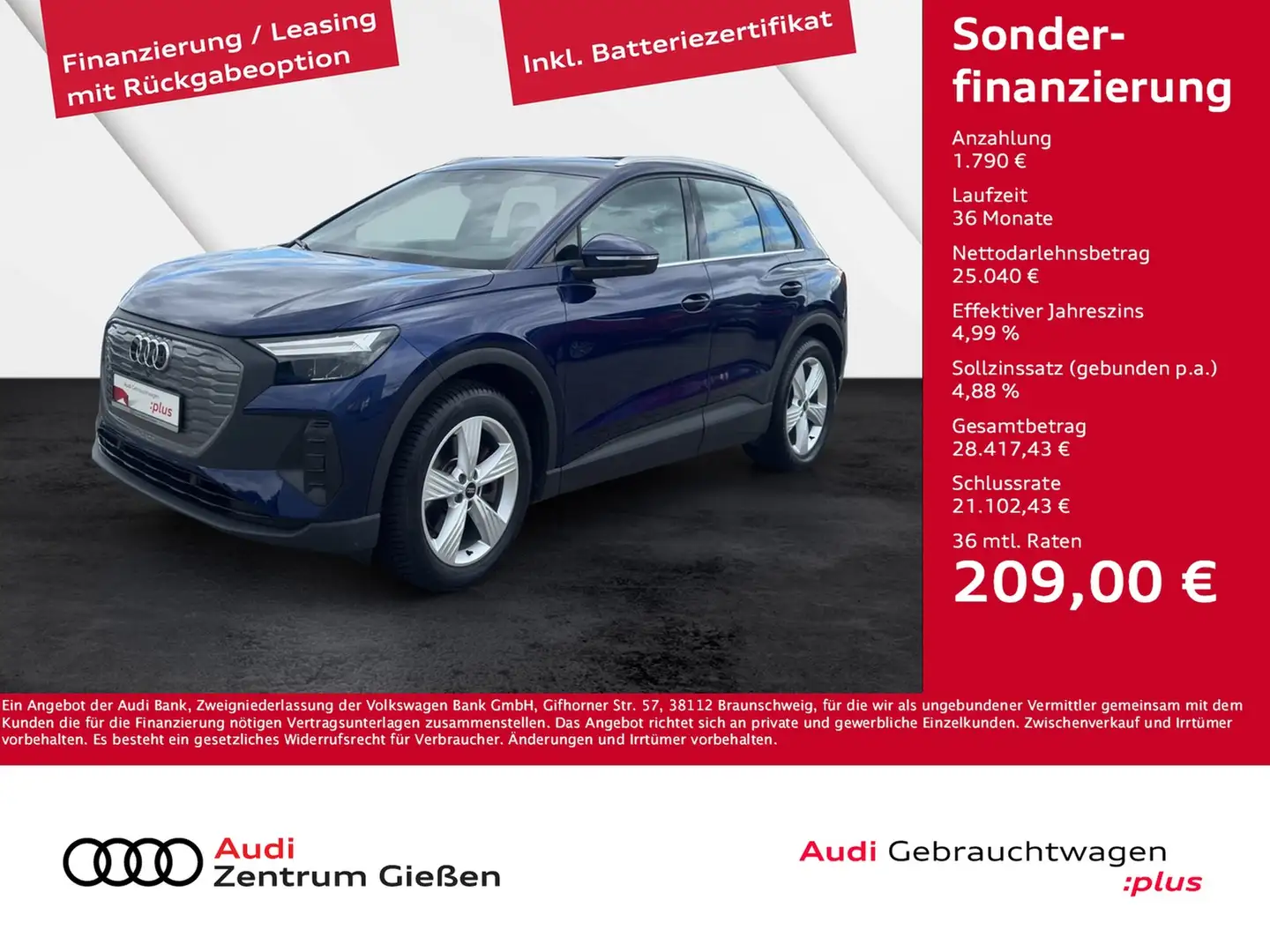 Audi Q4 e-tron 40 basis Navi Komfort-Paket plus Bleu - 1