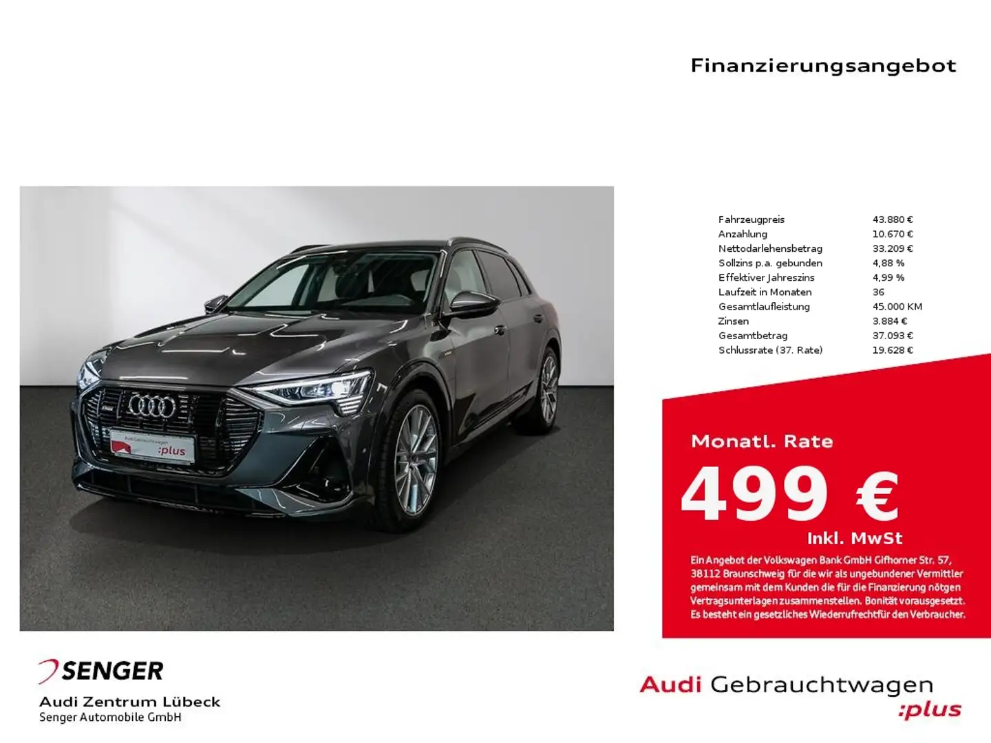 Audi e-tron 55 quattro S line Nav Matrix Air-Sus SHZ Grau - 1