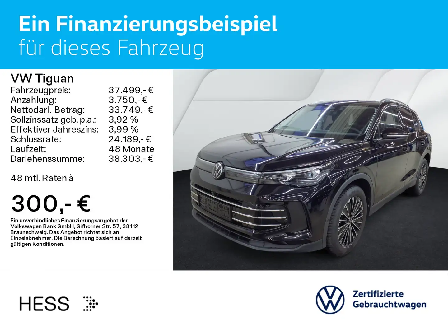 Volkswagen Tiguan 1.5 eTSI DSG ELEGANCE*IQ.LIGHT*AHK*KAMERA Schwarz - 2