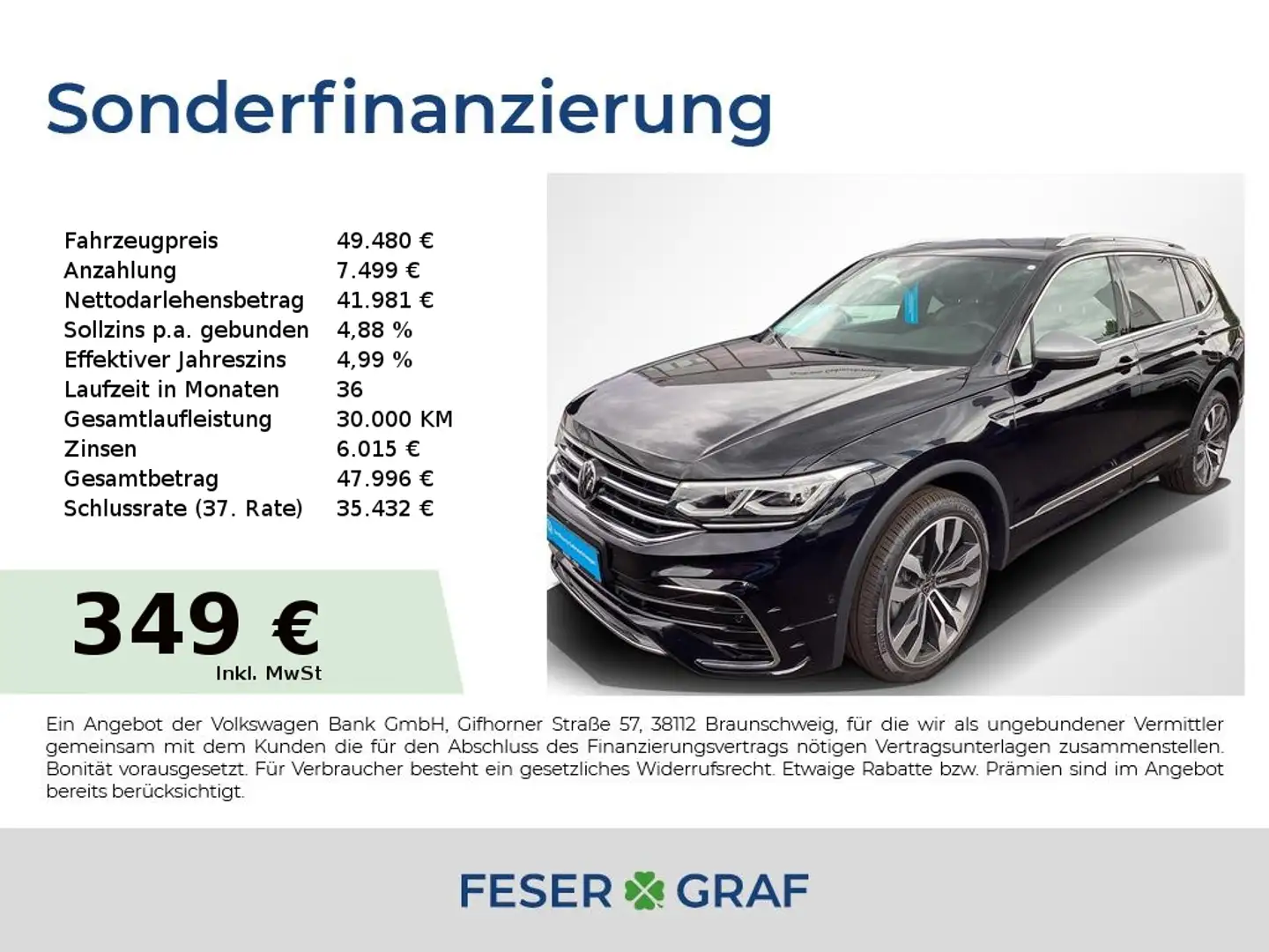 Volkswagen Tiguan Allspace R-Line 2.0 TDI 4M DSG AHK Navi Schwarz - 1