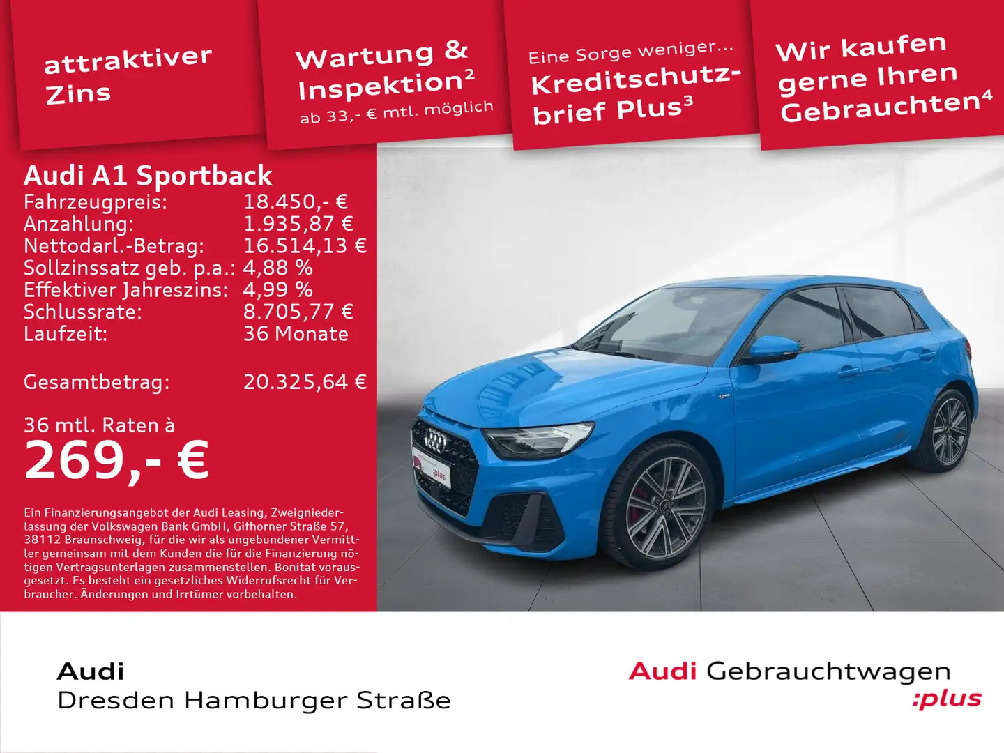 Audi A1 40TFSI S line LED Navi B&O S tronic Blau - 1