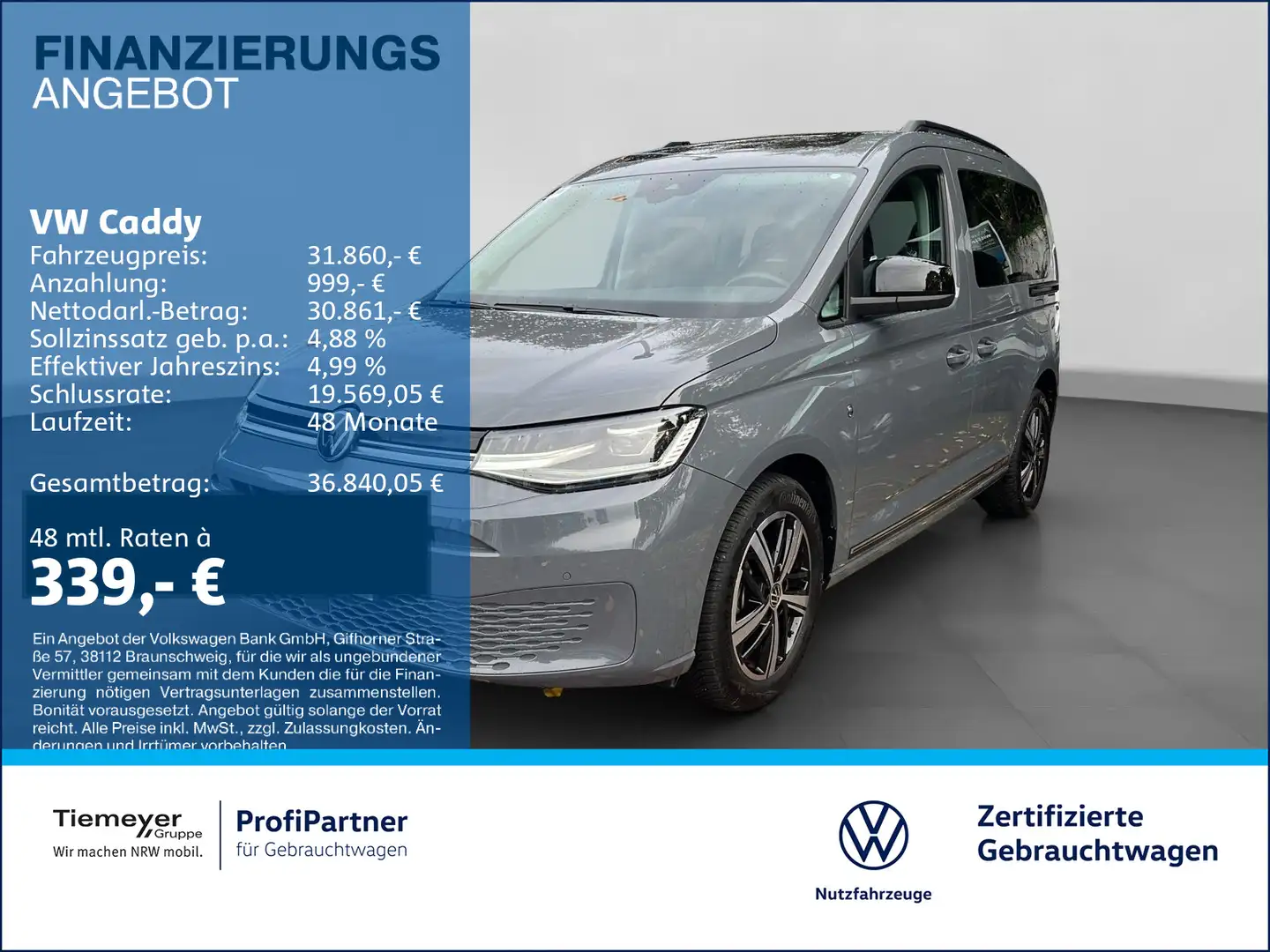 Volkswagen Caddy TSI DARK LABEL PANO LED KAMERA VIRTUAL Grau - 1