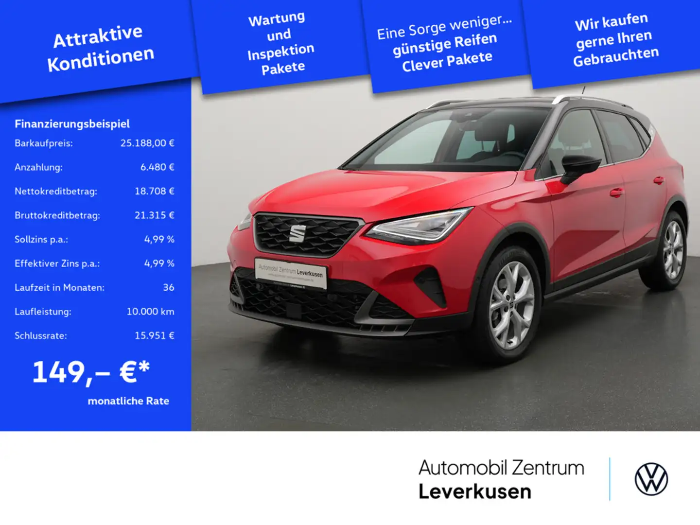 SEAT Arona FR DSG AHK VIRT LED KAM SHZ PDC PORT NA Rot - 1