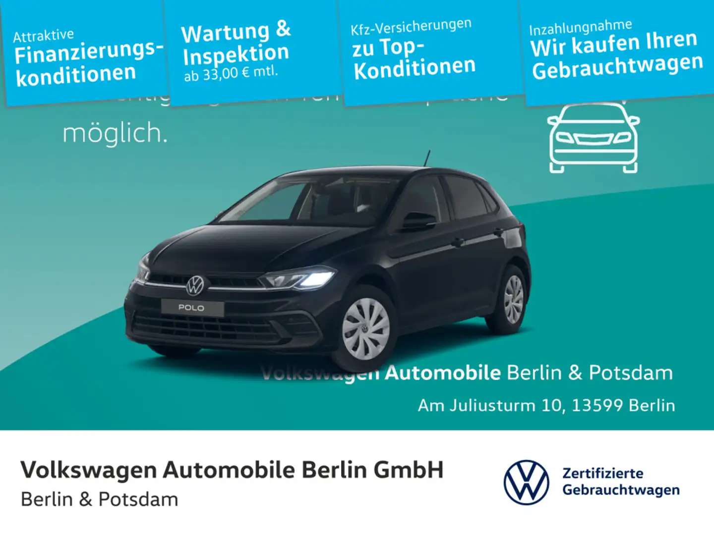 Volkswagen Polo 1.0 TSI Life Navi LED PDC SHZ Noir - 1