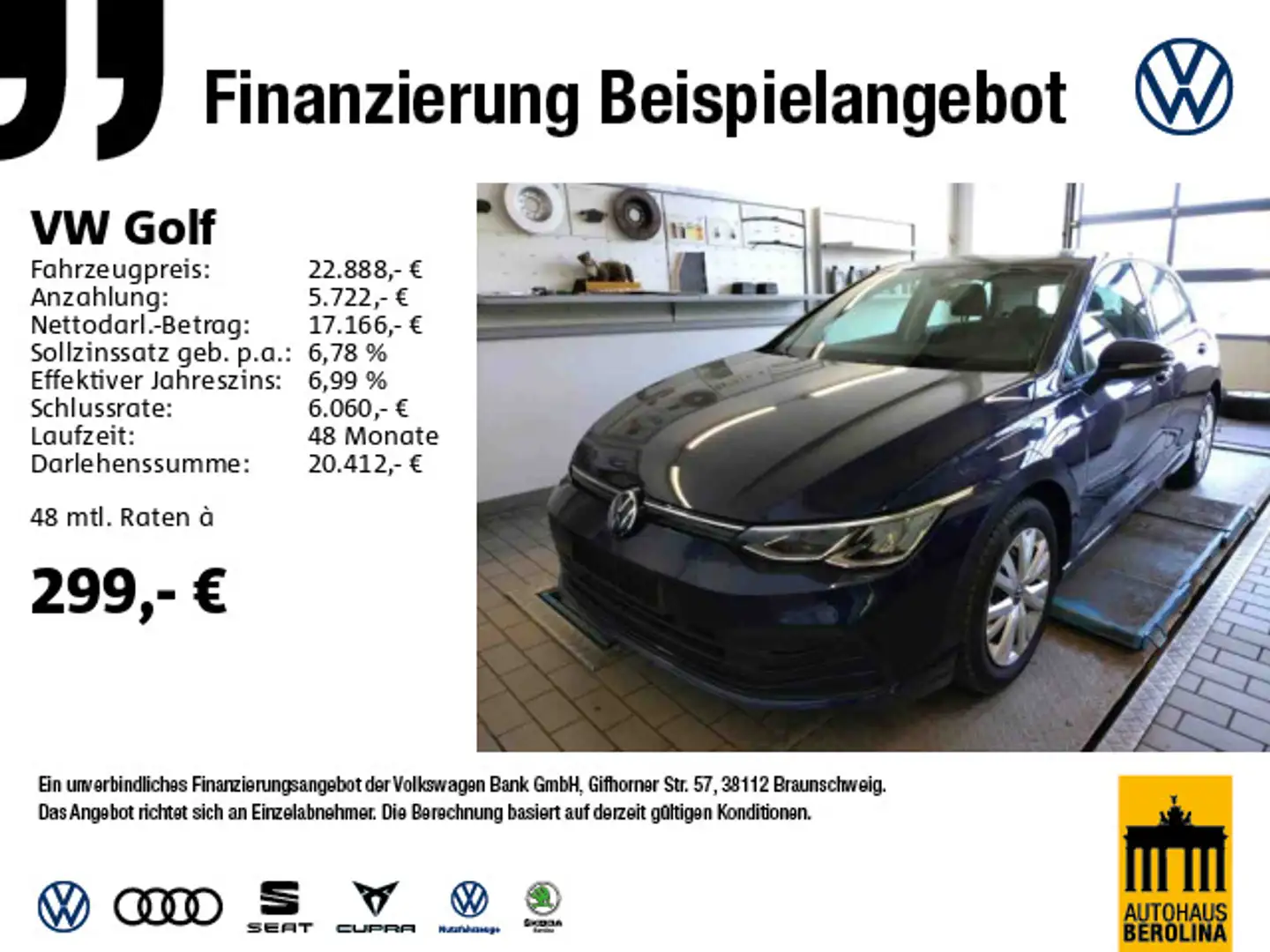 Volkswagen Golf VIII 1.0 eTSI Life DSG *STDHZG*ACC*NAVI* Blauw - 1