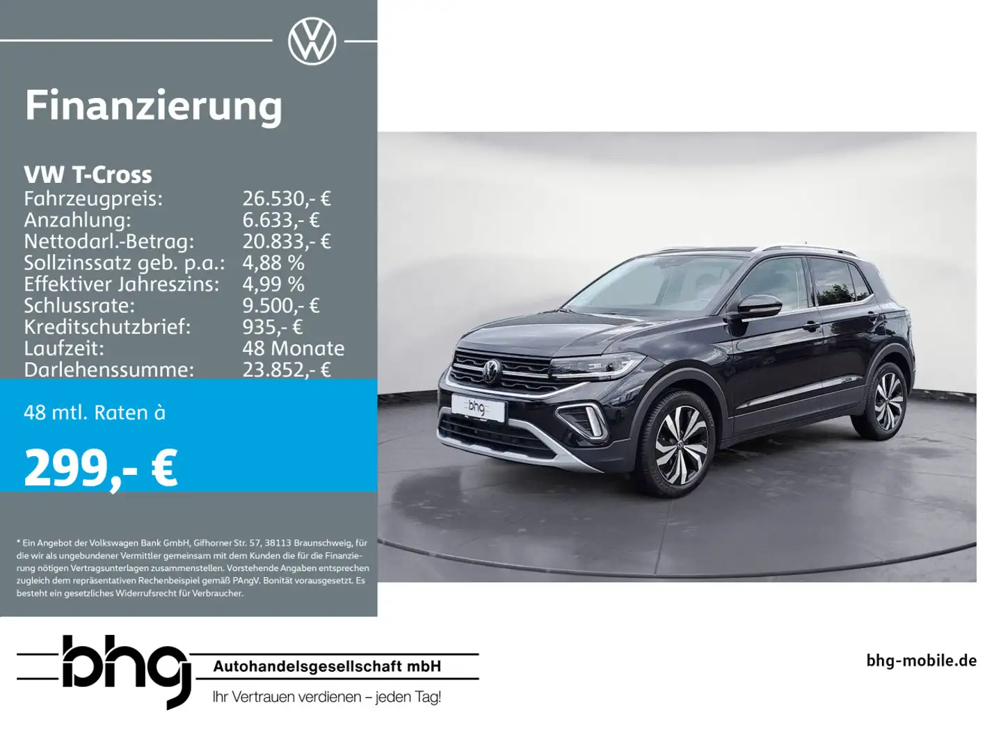 Volkswagen T-Cross 1.0 TSI DSG Style Navi connect IQ.Drive Schwarz - 1
