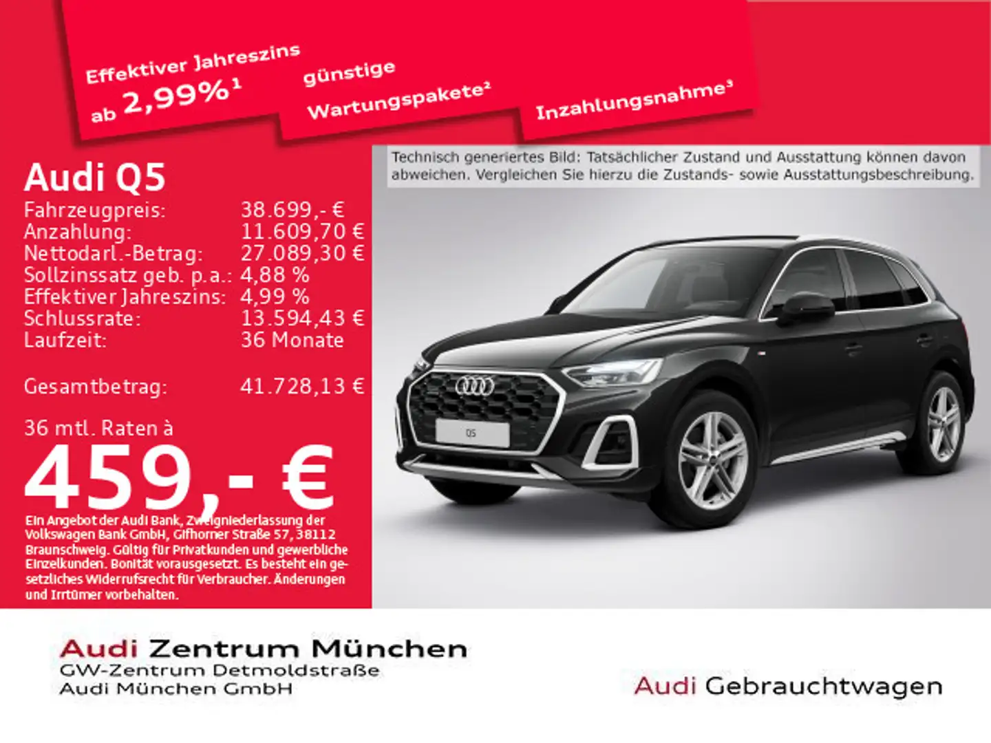 Audi Q5 40 TDI qu. S tronic 2x S line AHK/Navi+/Kamer Schwarz - 1