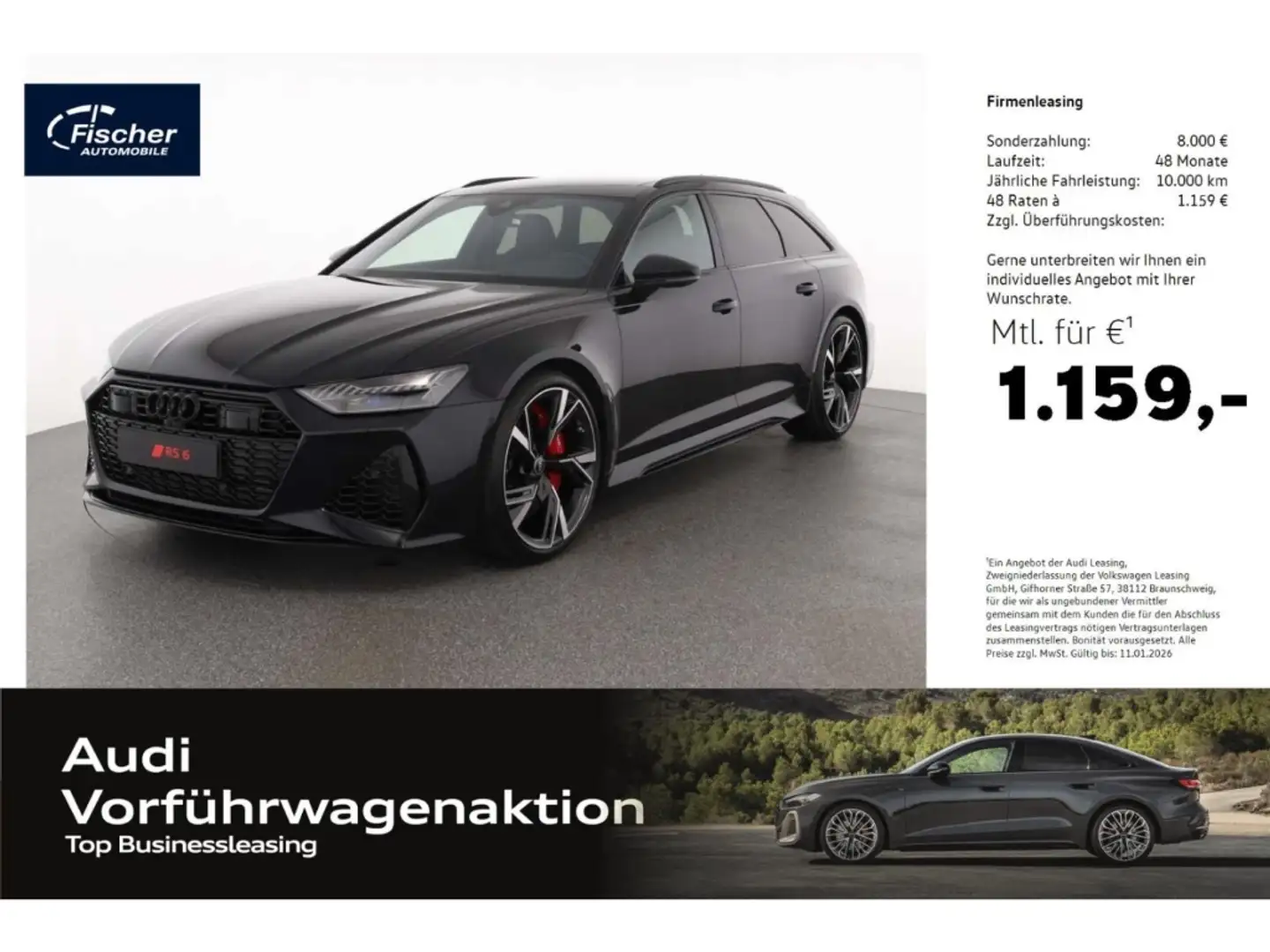 Audi RS6 Avant TFSI quattro LP: 178.525,- /Pano/B&o/AHK/Hea Schwarz - 1