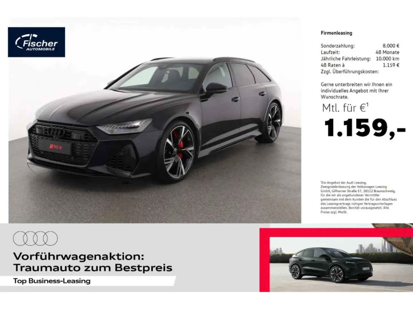 Audi RS6 Avant TFSI quattro LP: 178.525,- /Pano/B&o/AHK/Hea Schwarz - 1