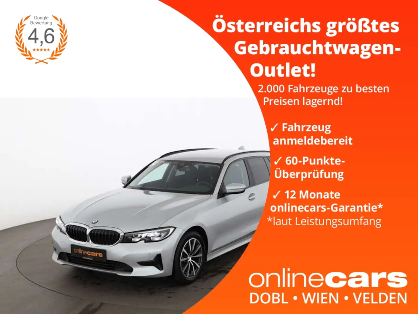 BMW 318 d Touring Advantage Aut LED AHK NAVI PDC Silber - 1