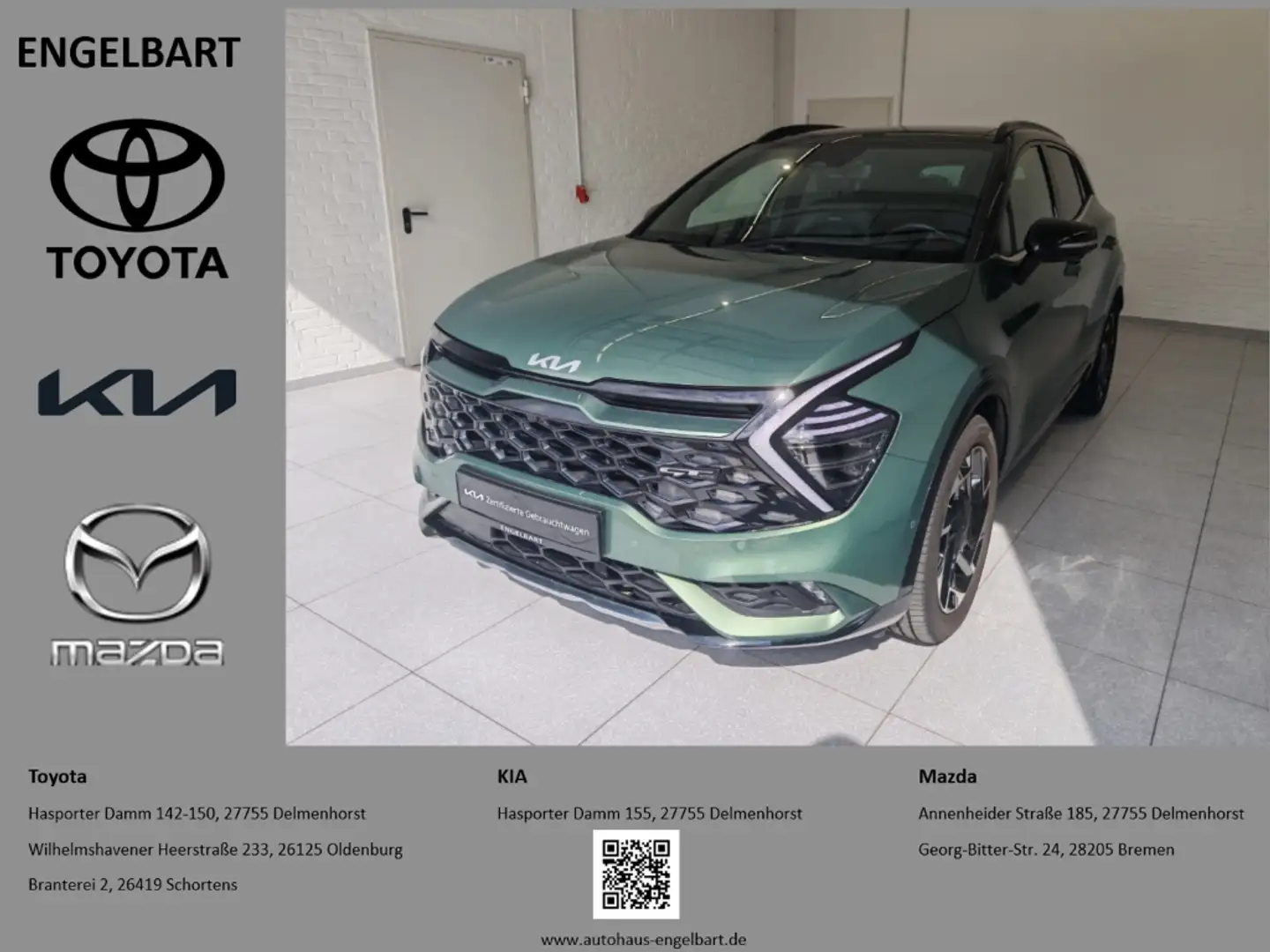 Kia Sportage GT-Line PHEV 4WD 1.6T DriveWise-Park-Plus Schiebed Groen - 1
