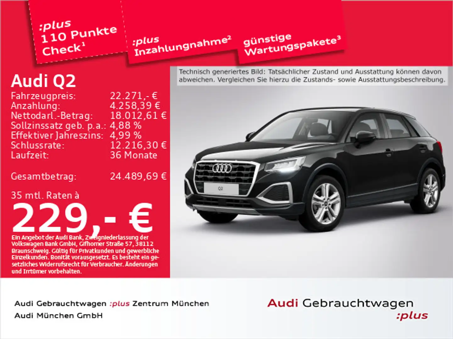 Audi Q2 30 TFSI Advanced Navi+/LED Schwarz - 1