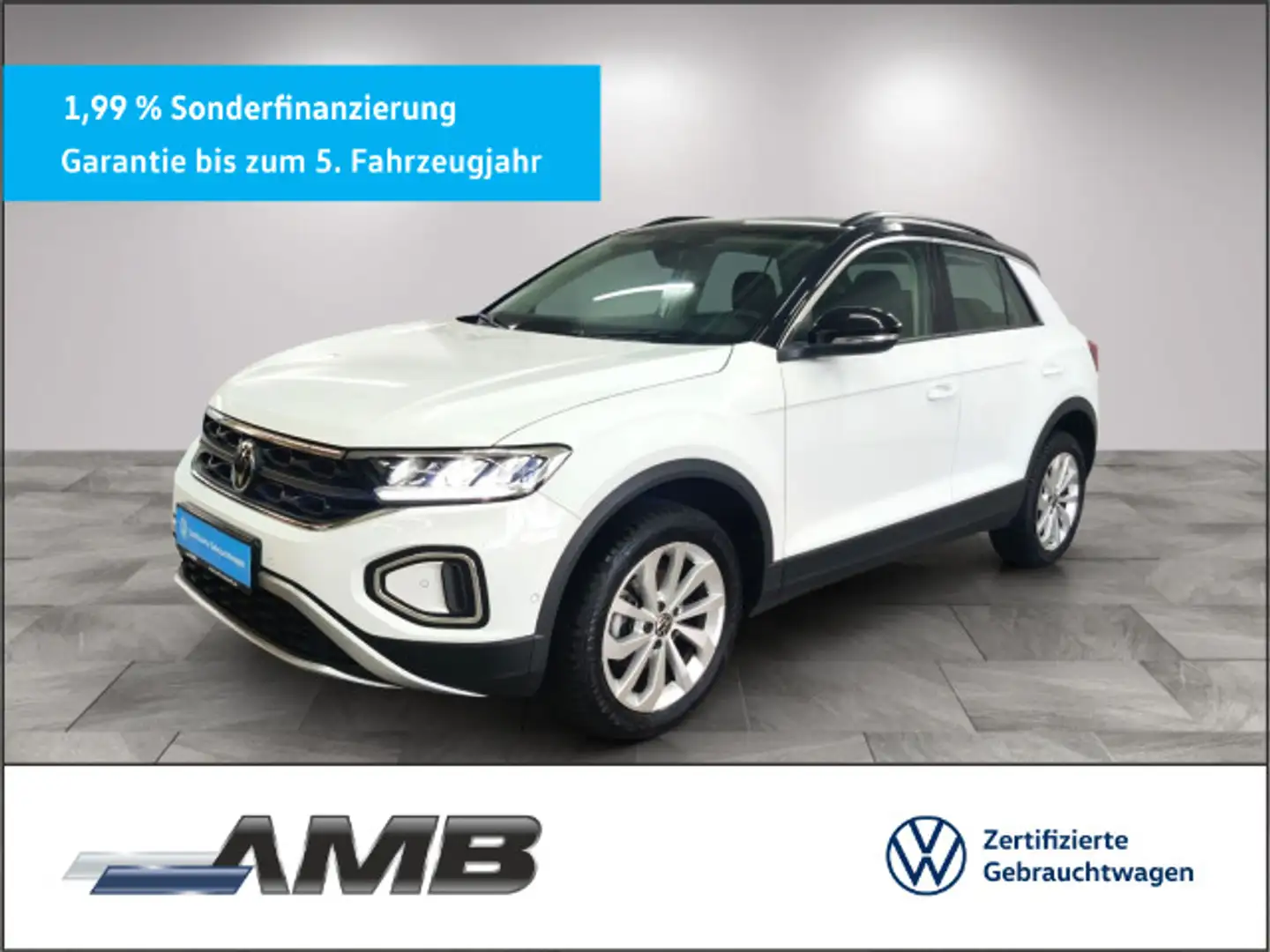 Volkswagen T-Roc Life 1.5 TSI AHK/LED/Nav/Standhzg/11.29Gar Weiß - 1
