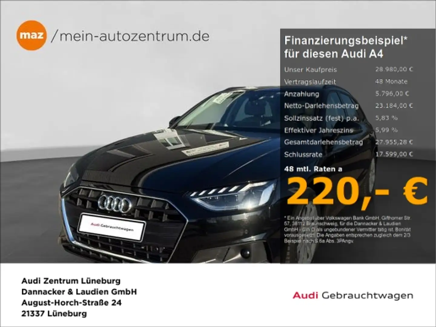 Audi A4 Avant 35 2.0 TFSI Alu LED ACC Virtual-Cockpit Schwarz - 1