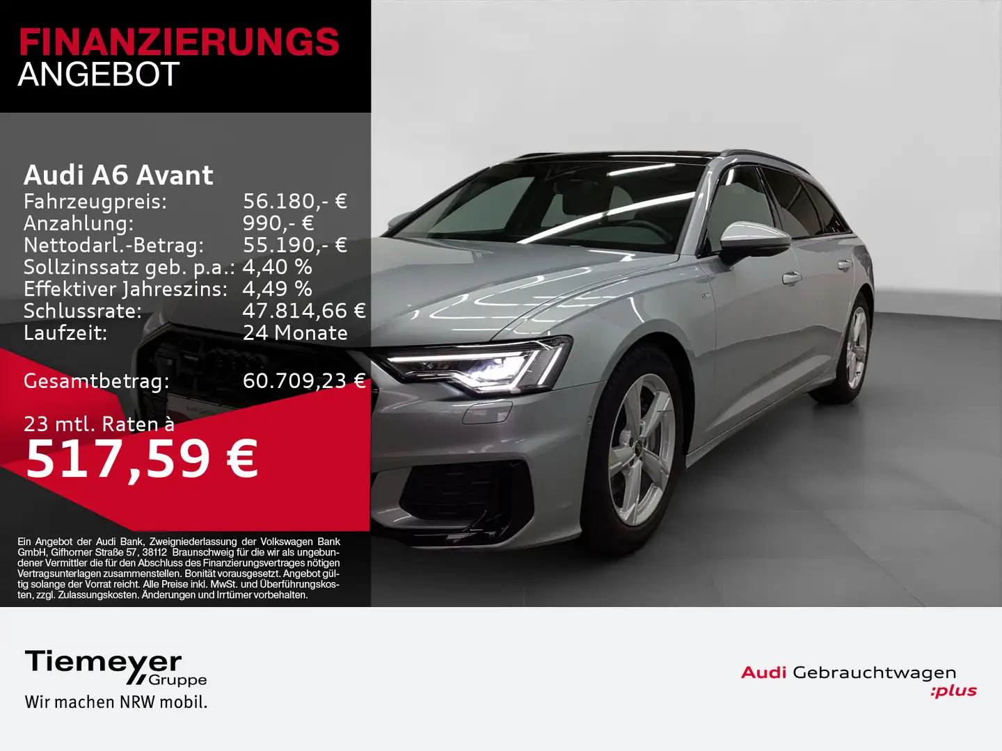 Audi A6 45 TDI Q S LINE PANO LM20 AHK 360° Silber - 1