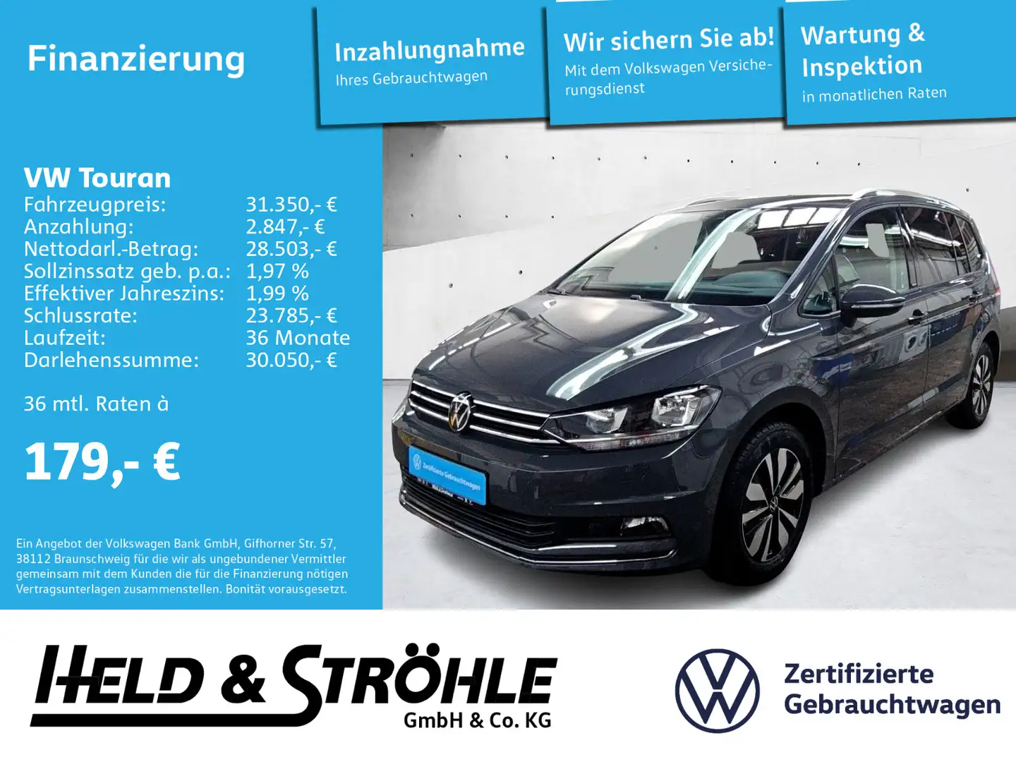 Volkswagen Touran MOVE 1.5 TSI 7S NAV PDC SHZ KEYLESS ACC Gris - 1