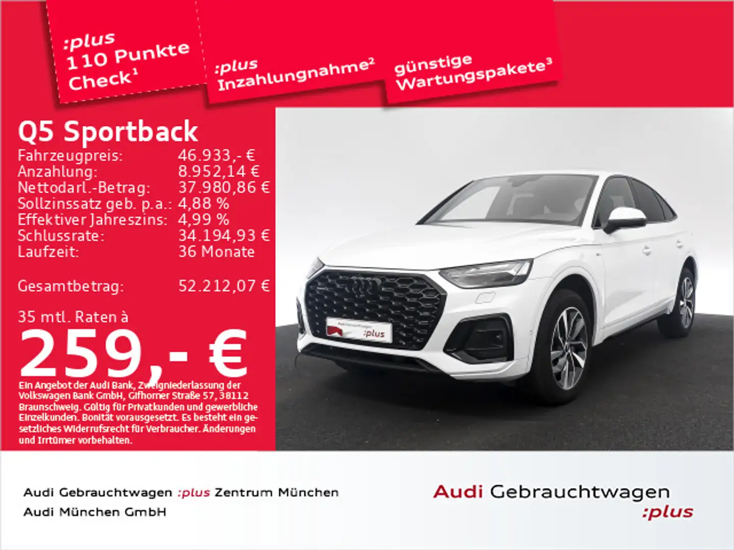 Audi Q5 40 TDI qu. S tronic 2x S line StdHz Weiß - 1