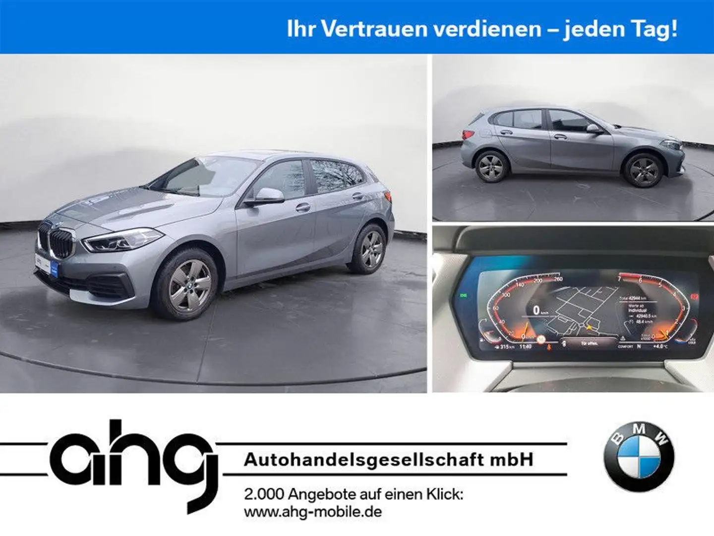 BMW 118 i Limousine Advantage Panorama Glasdach Navi Grau - 1