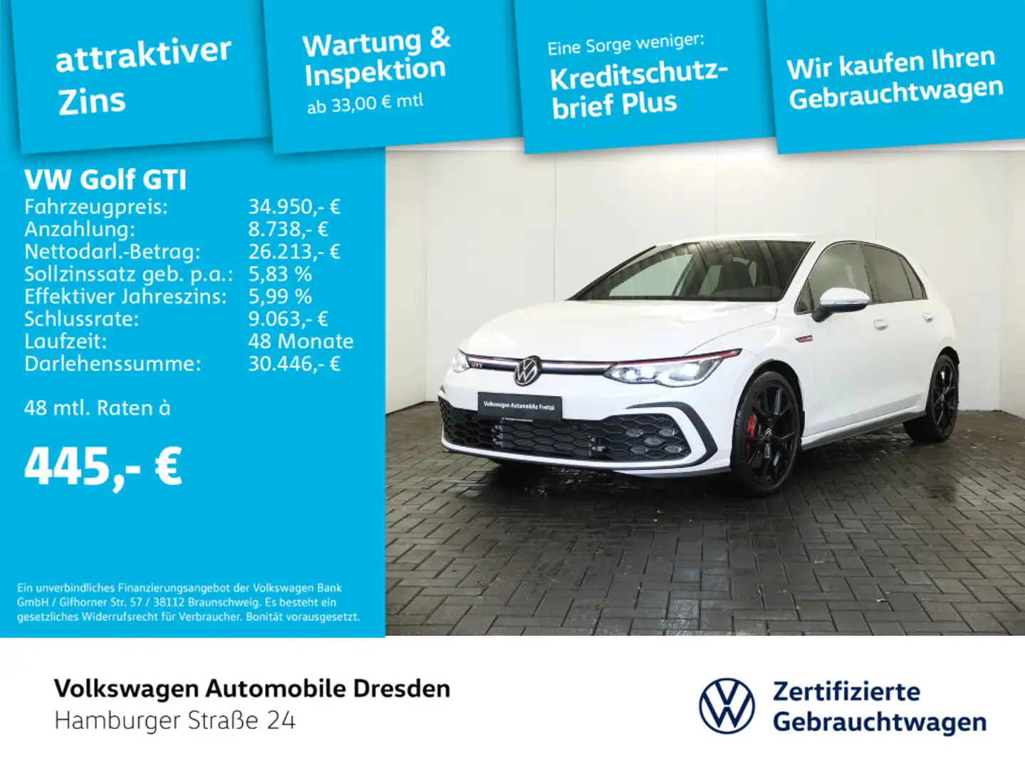 Volkswagen Golf GTI Golf VIII GTI 2.0 TSI DSG IQ Navi DCC Kamera Weiß - 1