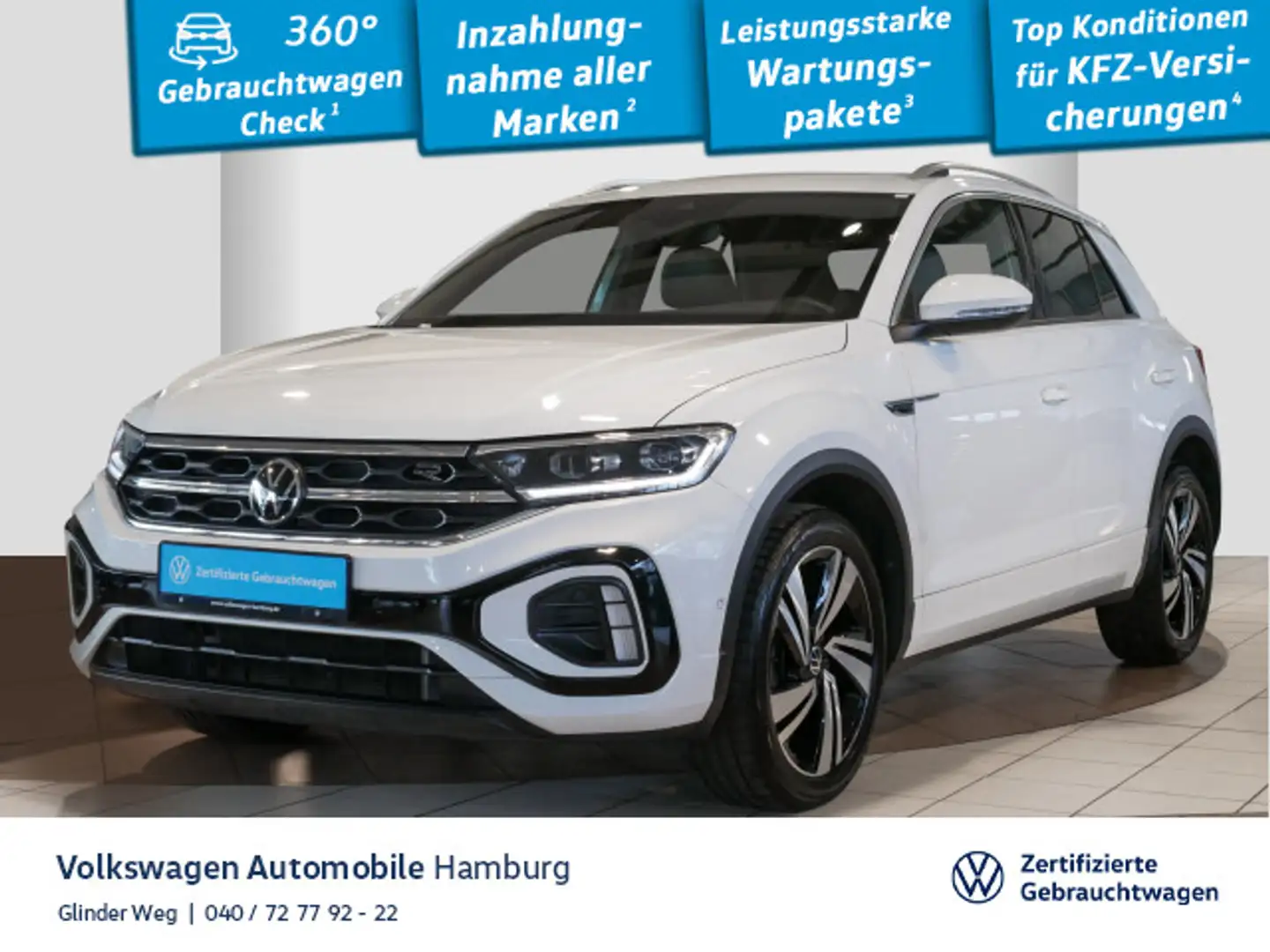 Volkswagen T-Roc 1.5 TSI DSG R-Line Kamera Sitzhzg Navi Weiß - 1