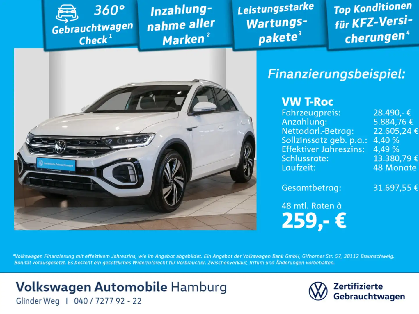 Volkswagen T-Roc 1.5 TSI DSG R-Line ParklenkAssistent AHK Weiß - 1